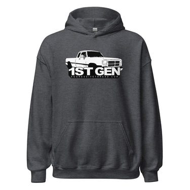 1st Gen dodge ram Truck Hoodie Sweatshirt in grey